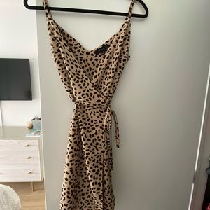 Animal print true wrap dress